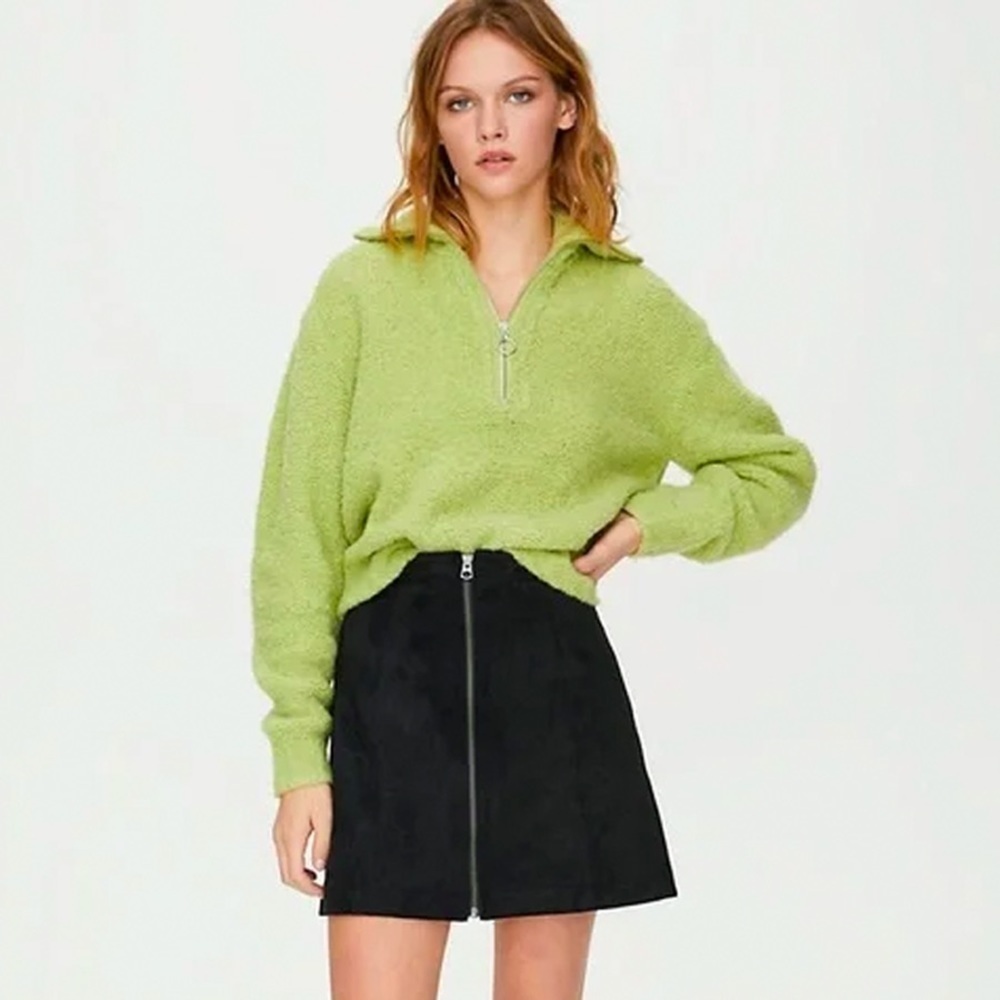 ARITZIA - Wilfred Free - Faux Suede Zip-Up Mini Skirt- Black